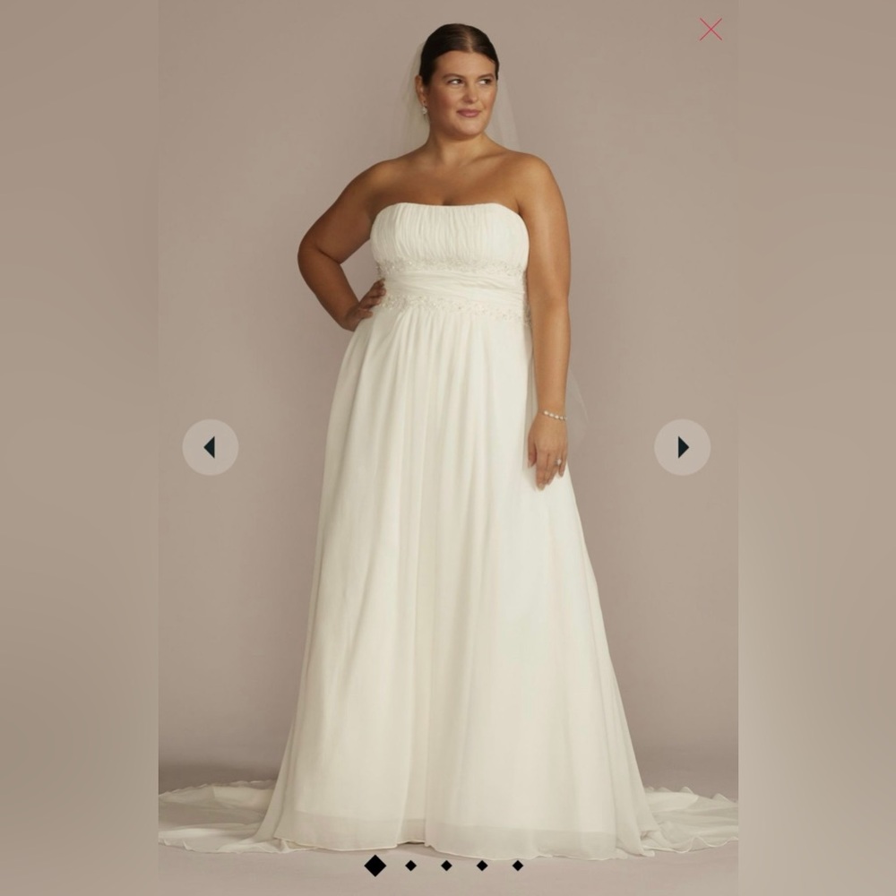 Chiffon Beaded Waist Wedding Dress & Veil
